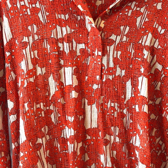 Diane von Furstenberg Silk Paulie Top Orange Blouse Size 10 - Picture 2 of 4